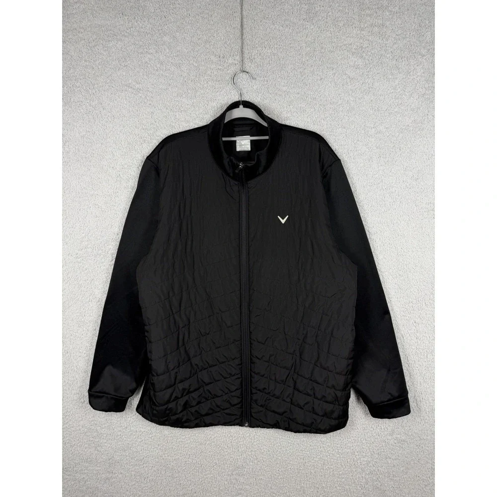 Callaway Men's XL Quilted Golf Jacket Black Full Zip Polyester Lightweight